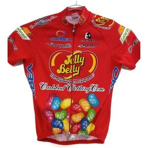 Etxeondo Jelly Belly Cycling Jersey Mens XXL Red Full Zip Short Sleeve Carlsbad